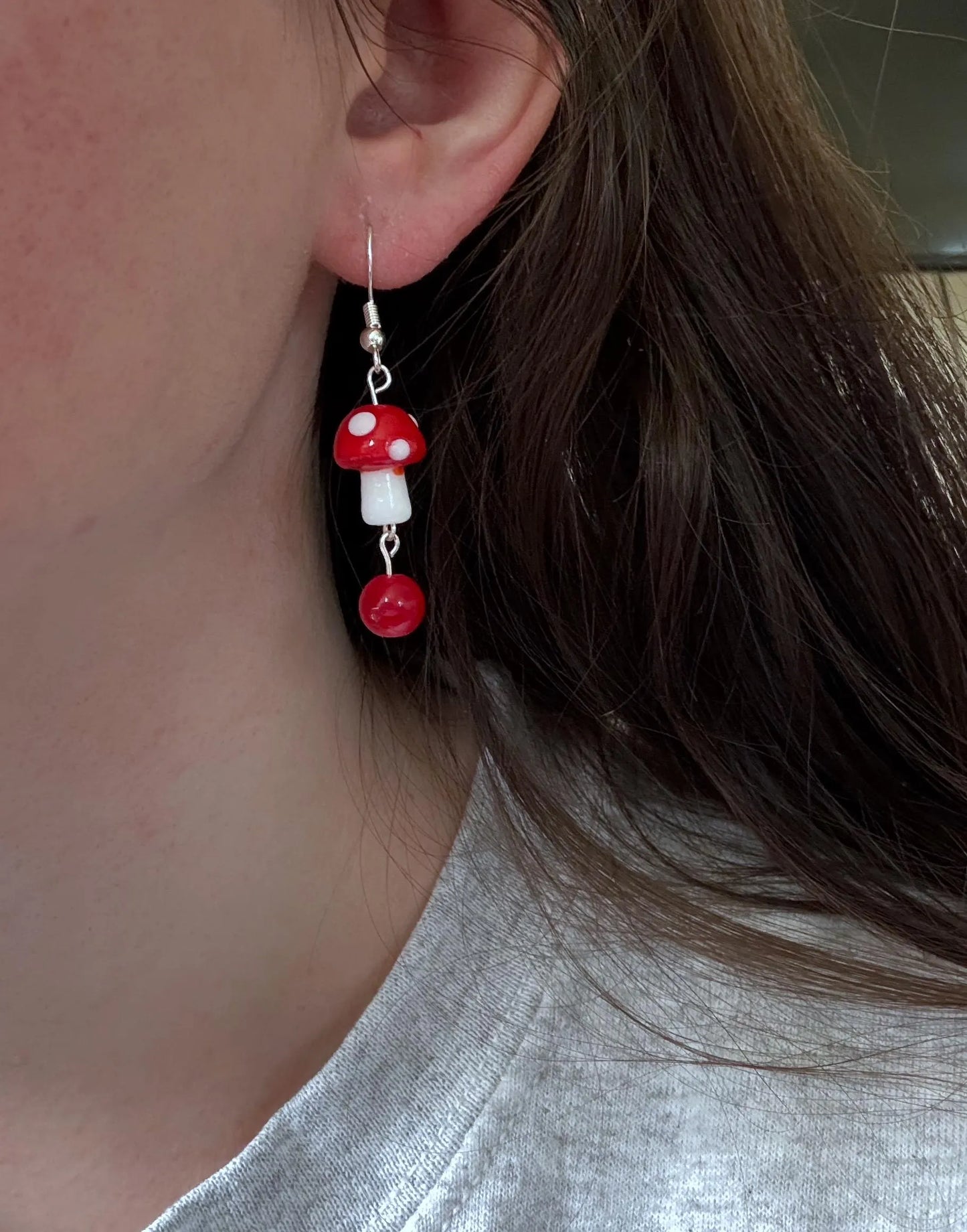 Red & White Mushroom Earrings | Handmade Earrings - Nature Inspired Dangle Jewelry