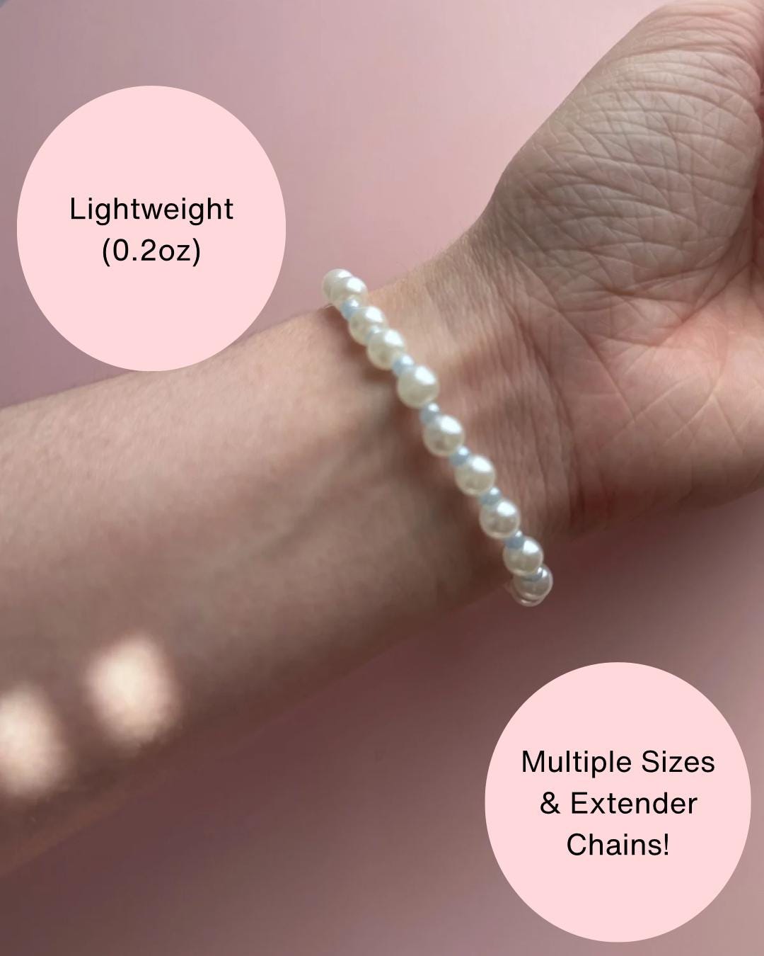Handmade Pearl and Blue Bracelet | Clasp Bracelet | Minimalist Bracelet | Dainty Bracelet | Summer Bracelet