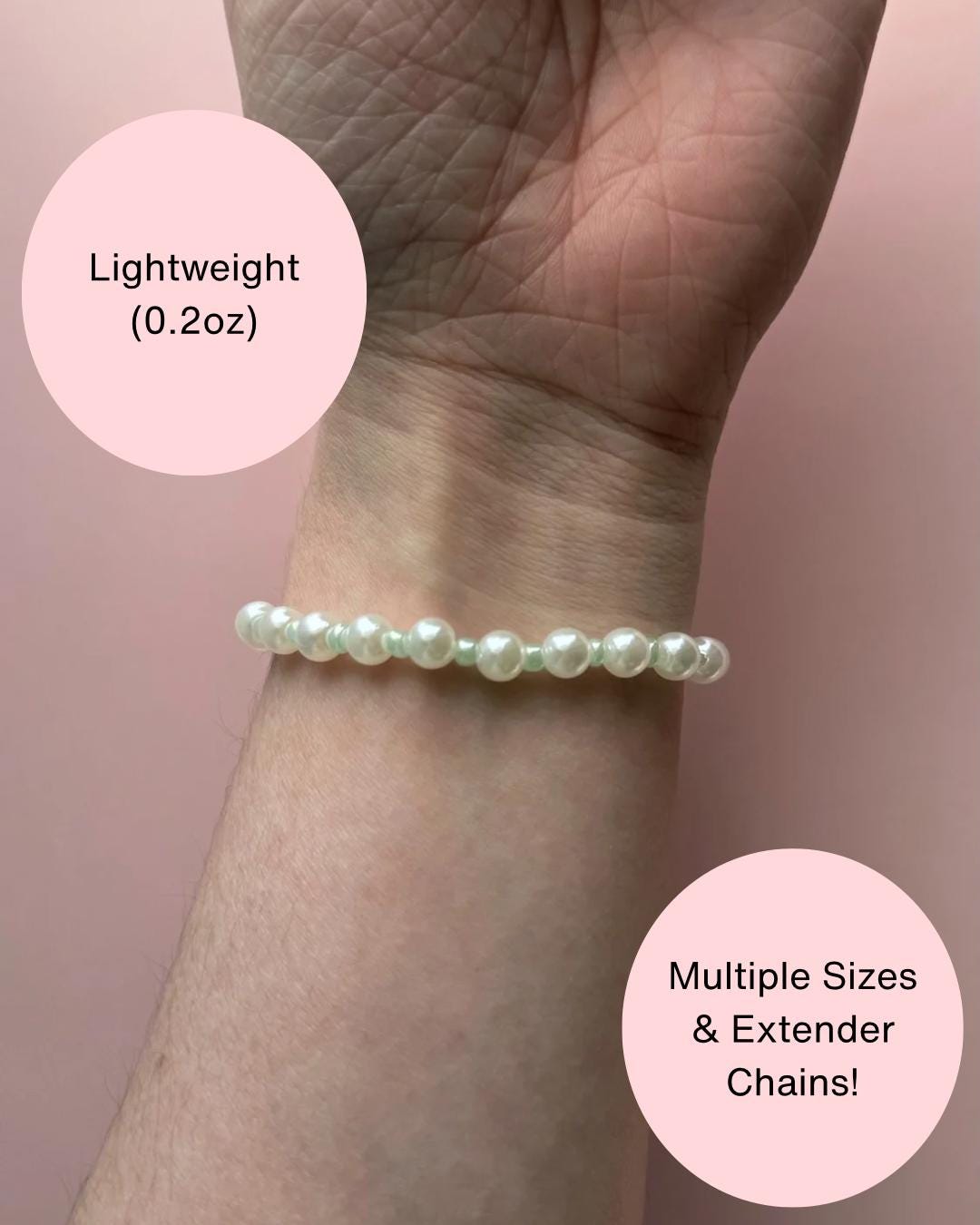 Handmade Pearl and Green Bracelet | Clasp Bracelet | Minimalist Bracelet | Dainty Bracelet | Summer Bracelet