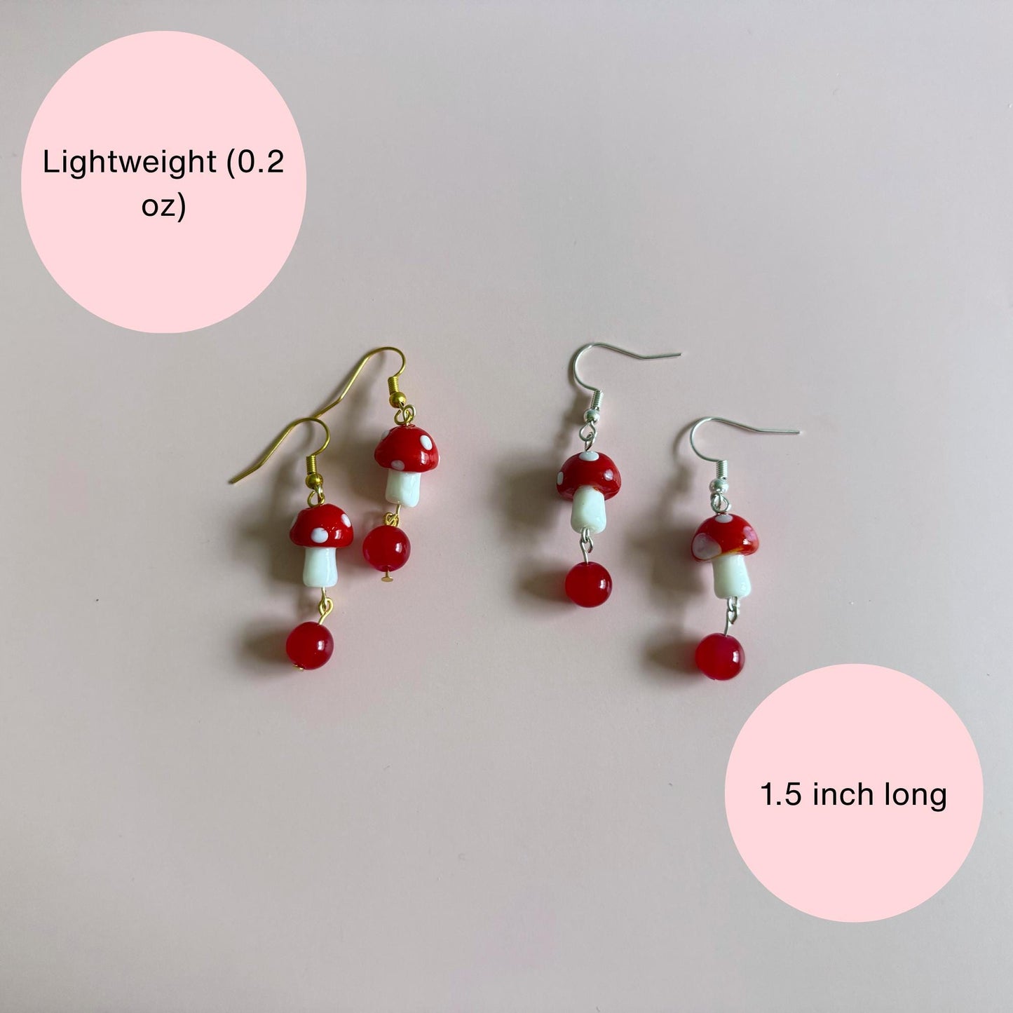 Red & White Mushroom Earrings | Handmade Earrings - Nature Inspired Dangle Jewelry