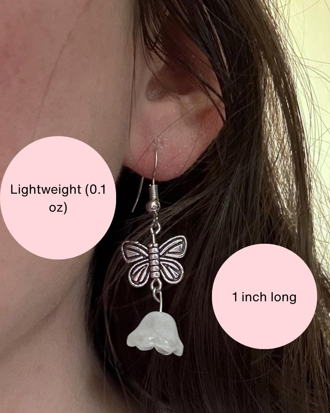 Butterfly Bellflower Drop Earrings: Cottagecore Fairycore Dangle Jewelry