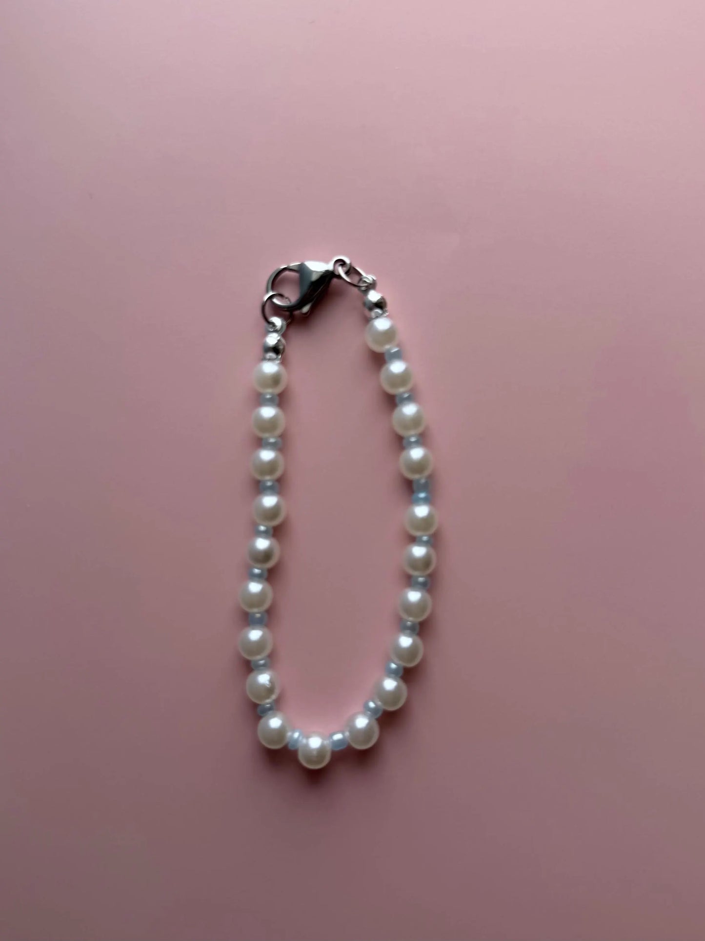 Handmade Pearl and Blue Bracelet | Clasp Bracelet | Minimalist Bracelet | Dainty Bracelet | Summer Bracelet