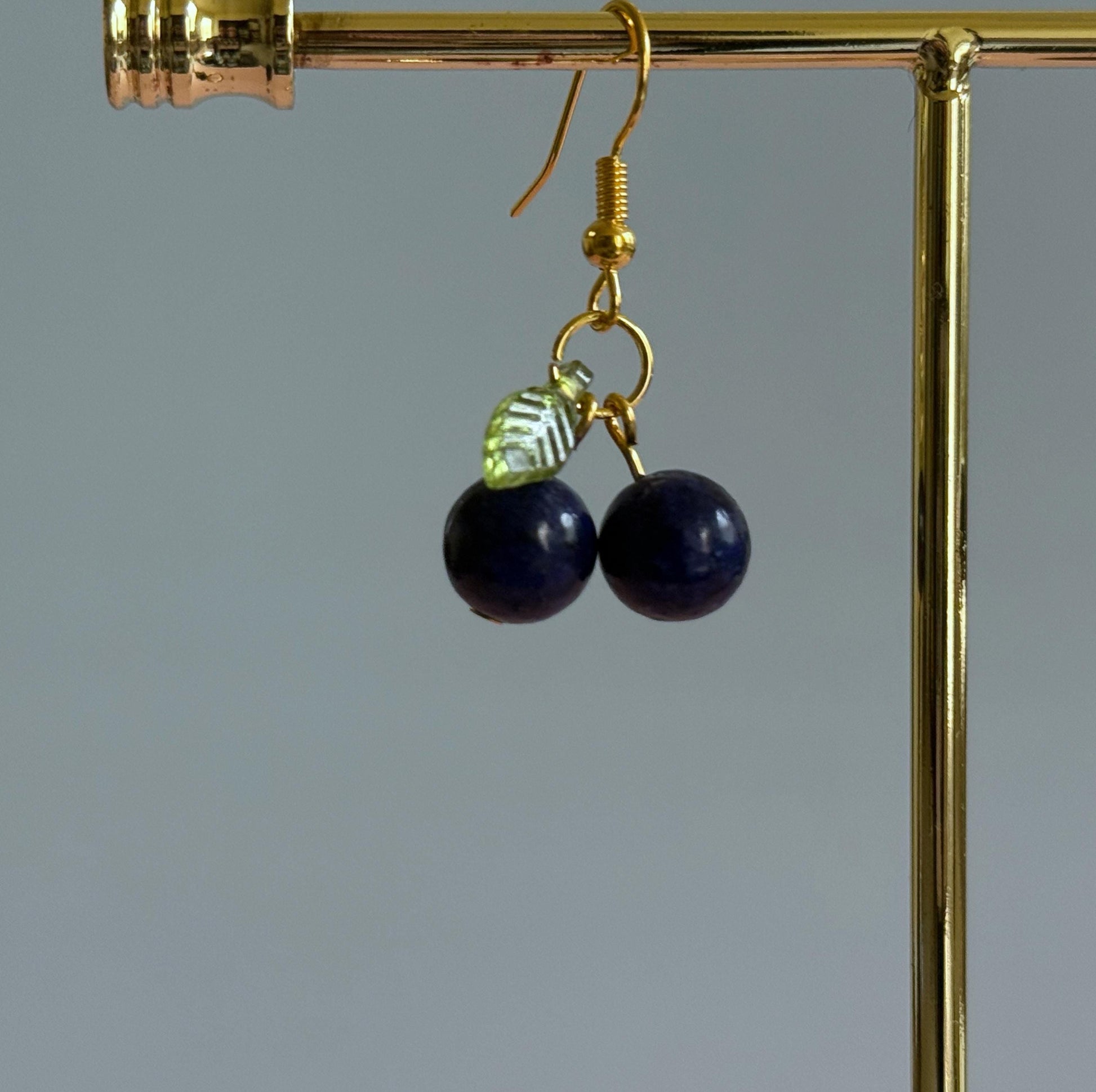 Handmade Blueberry Jewelry Set: Pearl Necklace & Earrings