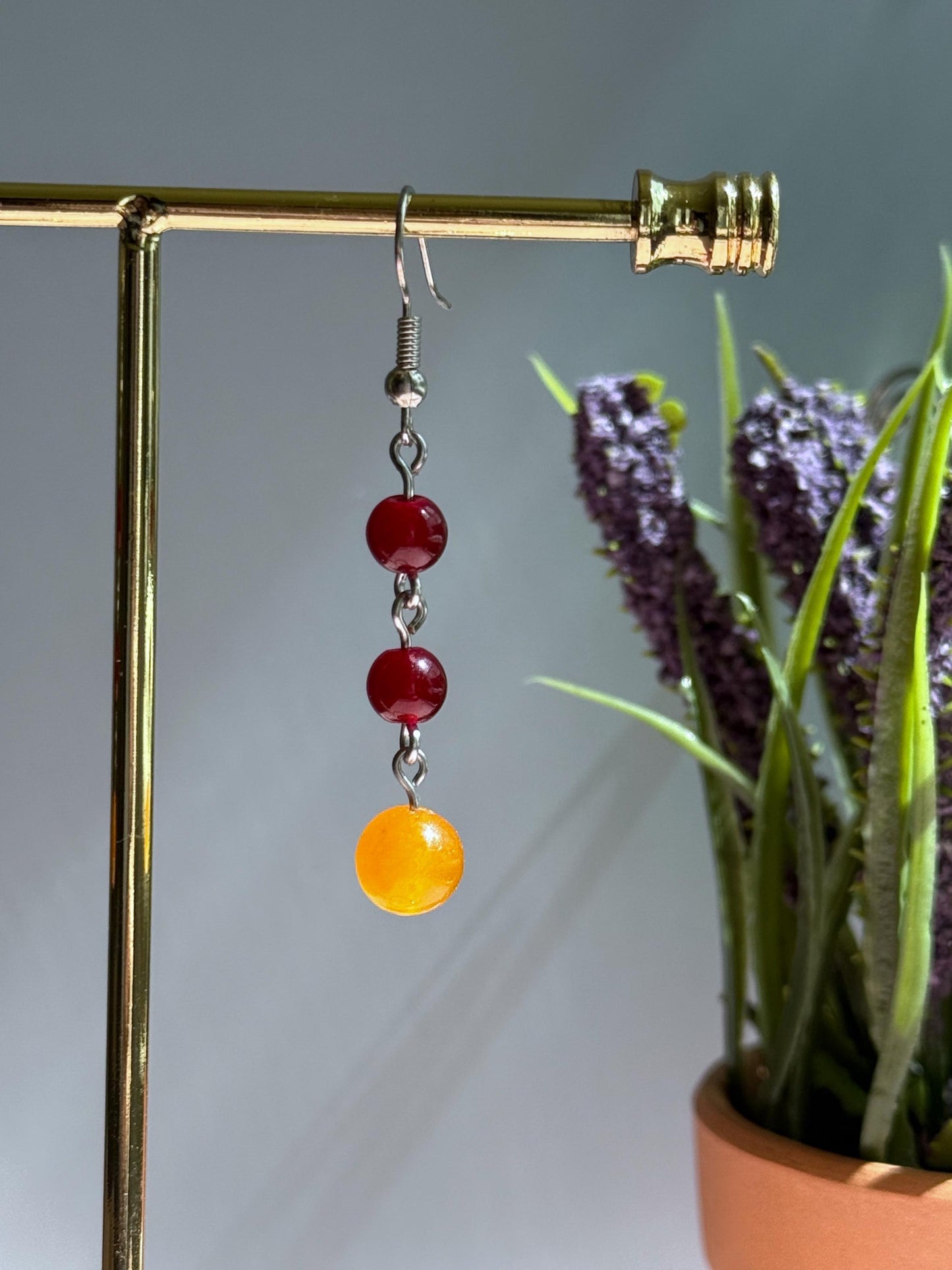 Fall Dangle Earrings | Red and Orange Earrings | Autumn Jewelry
