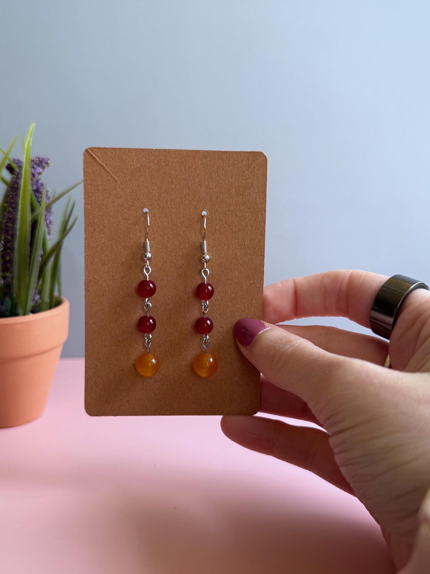 Fall Dangle Earrings | Red and Orange Earrings | Autumn Jewelry