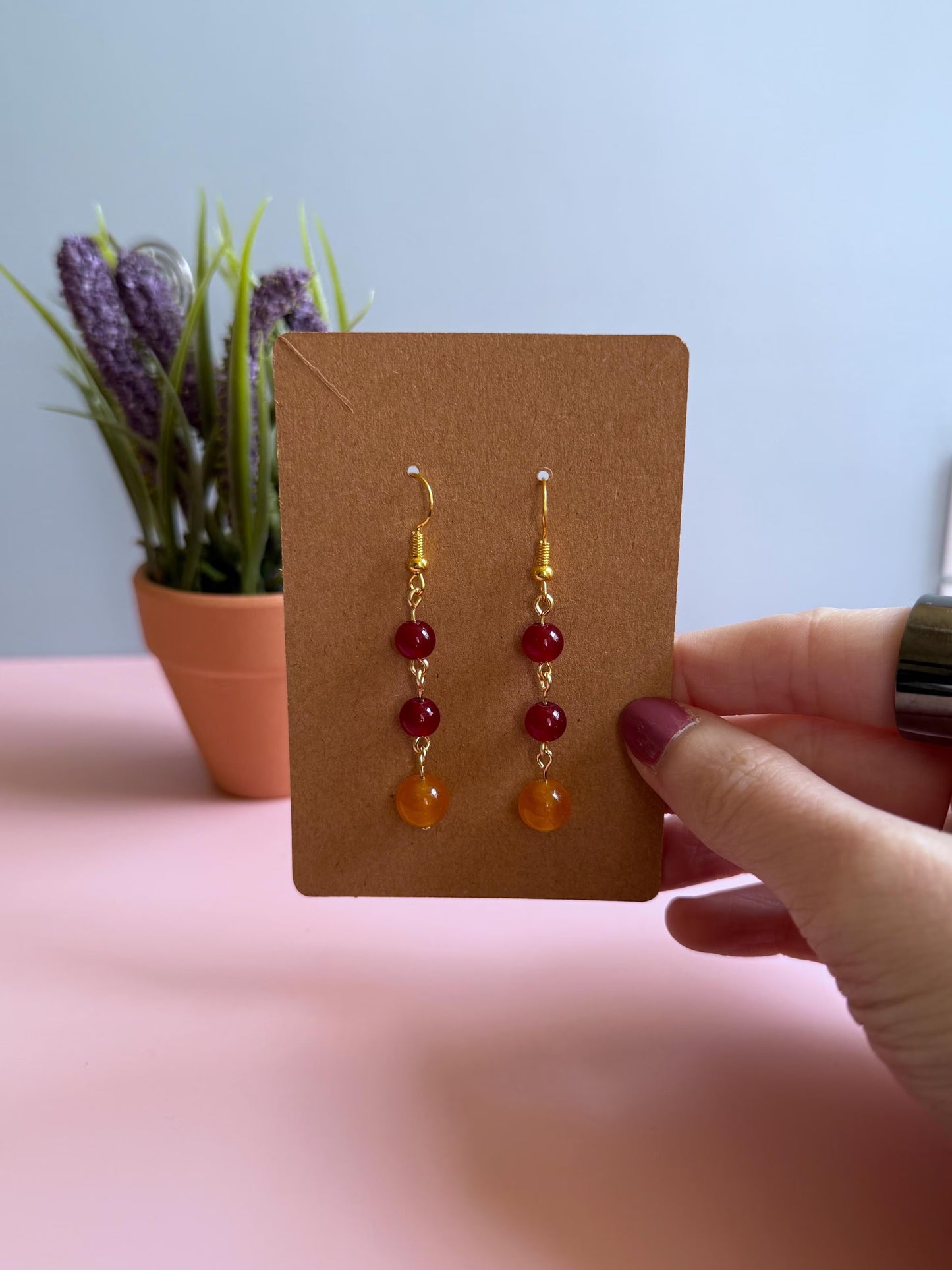 Fall Dangle Earrings | Red and Orange Earrings | Autumn Jewelry
