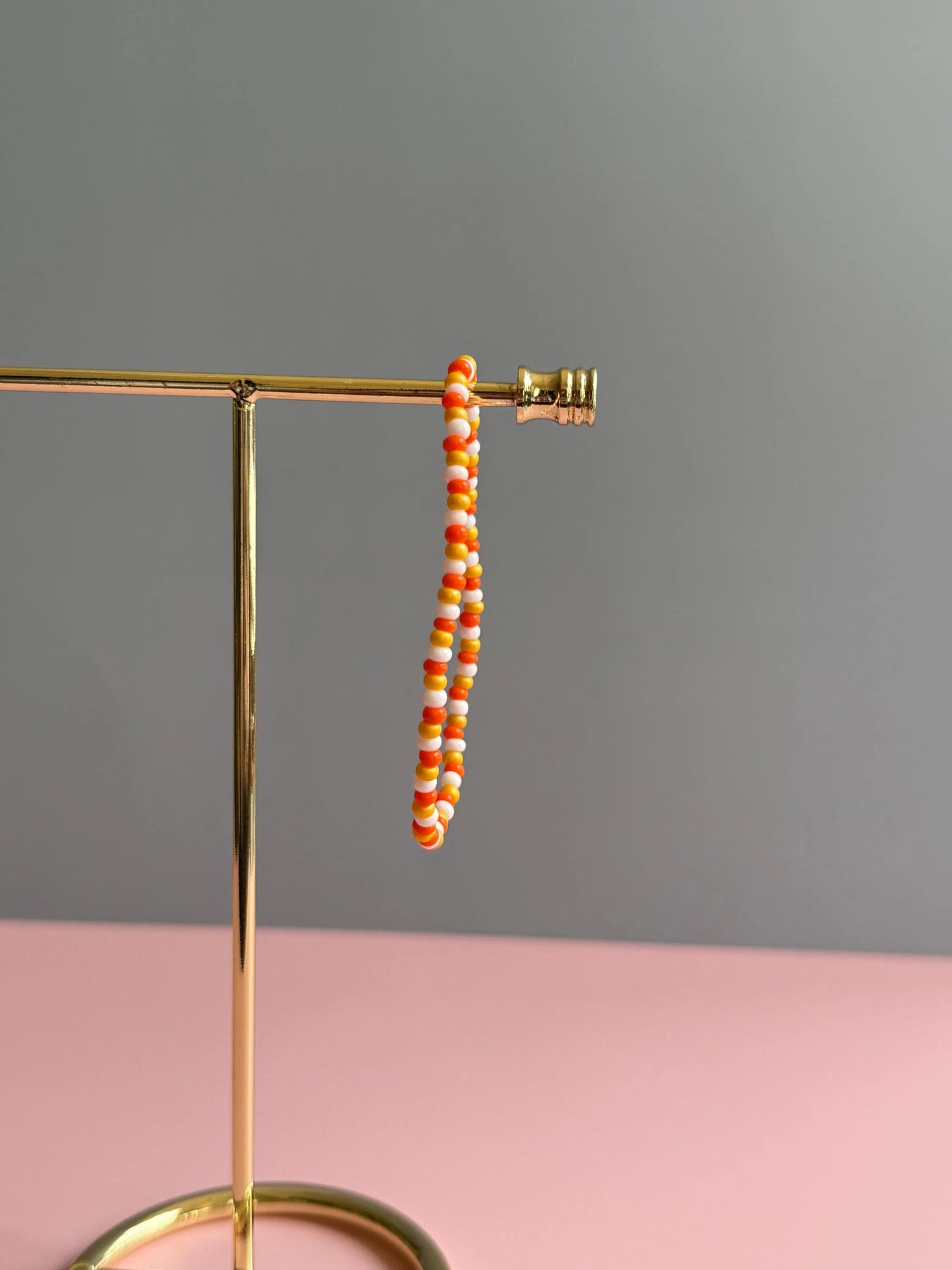 Candy Corn Halloween Stretchy Bracelet | Seed Bead Beacelet | Orange, Yellow, and White Bracelet