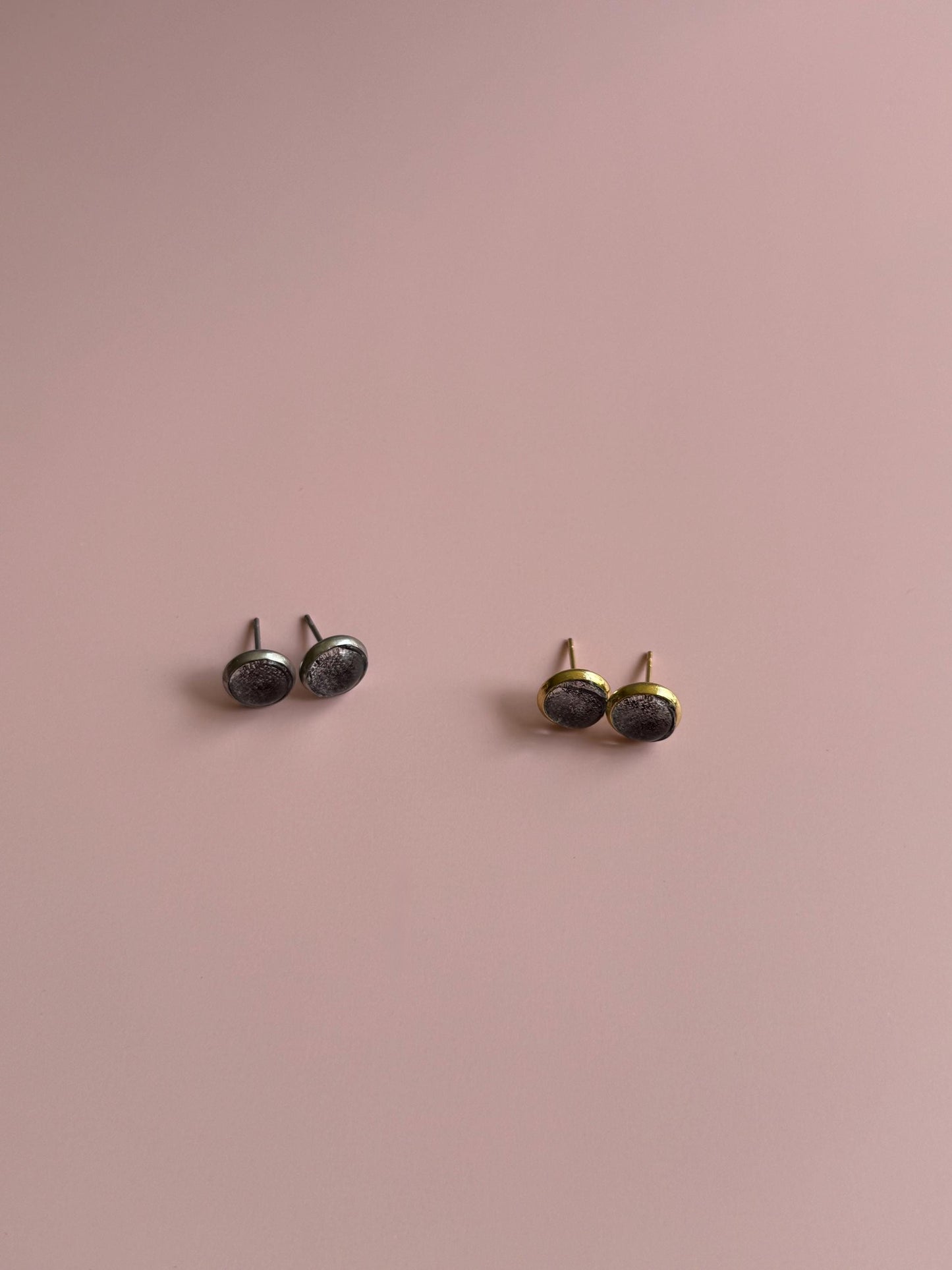 Black Cabochon Fabric Studs | Glass Cabochon Earrings | Halloween Earrings
