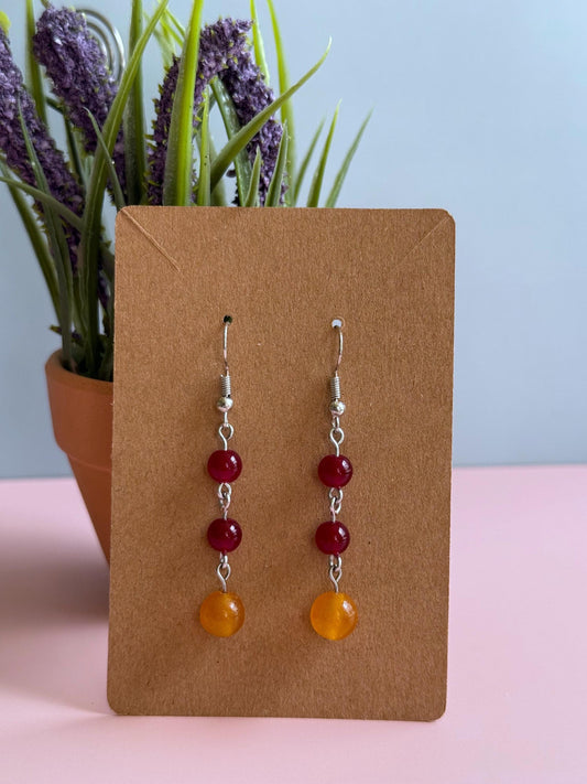 Fall Dangle Earrings | Red and Orange Earrings | Autumn Jewelry