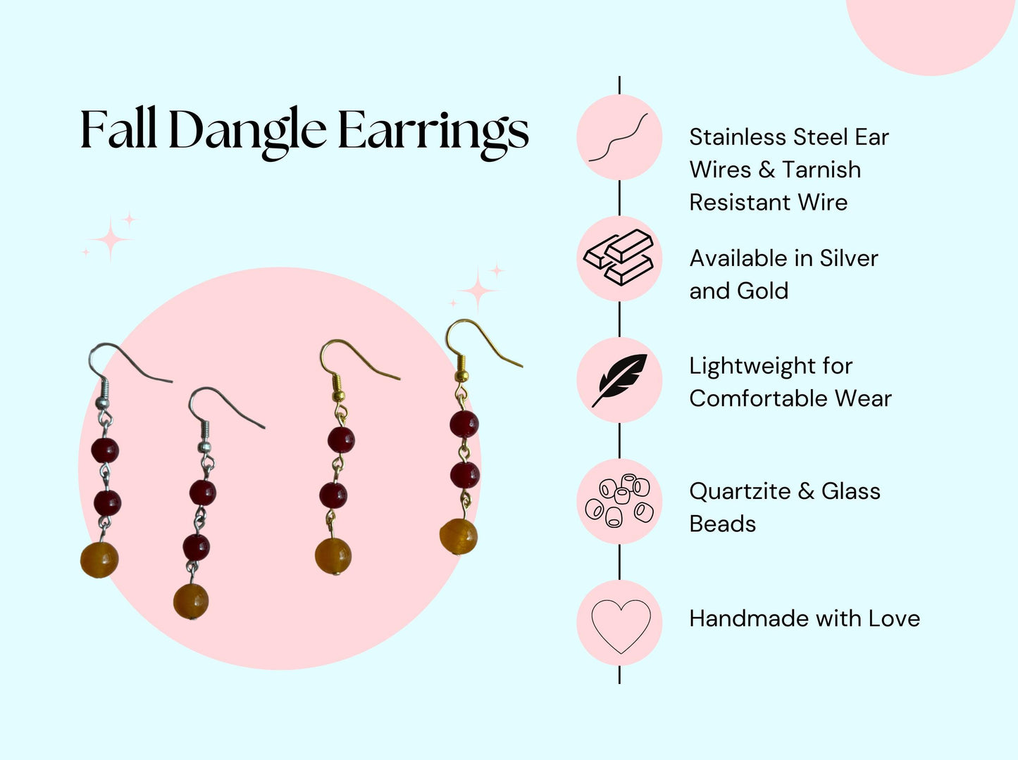 Fall Dangle Earrings | Red and Orange Earrings | Autumn Jewelry