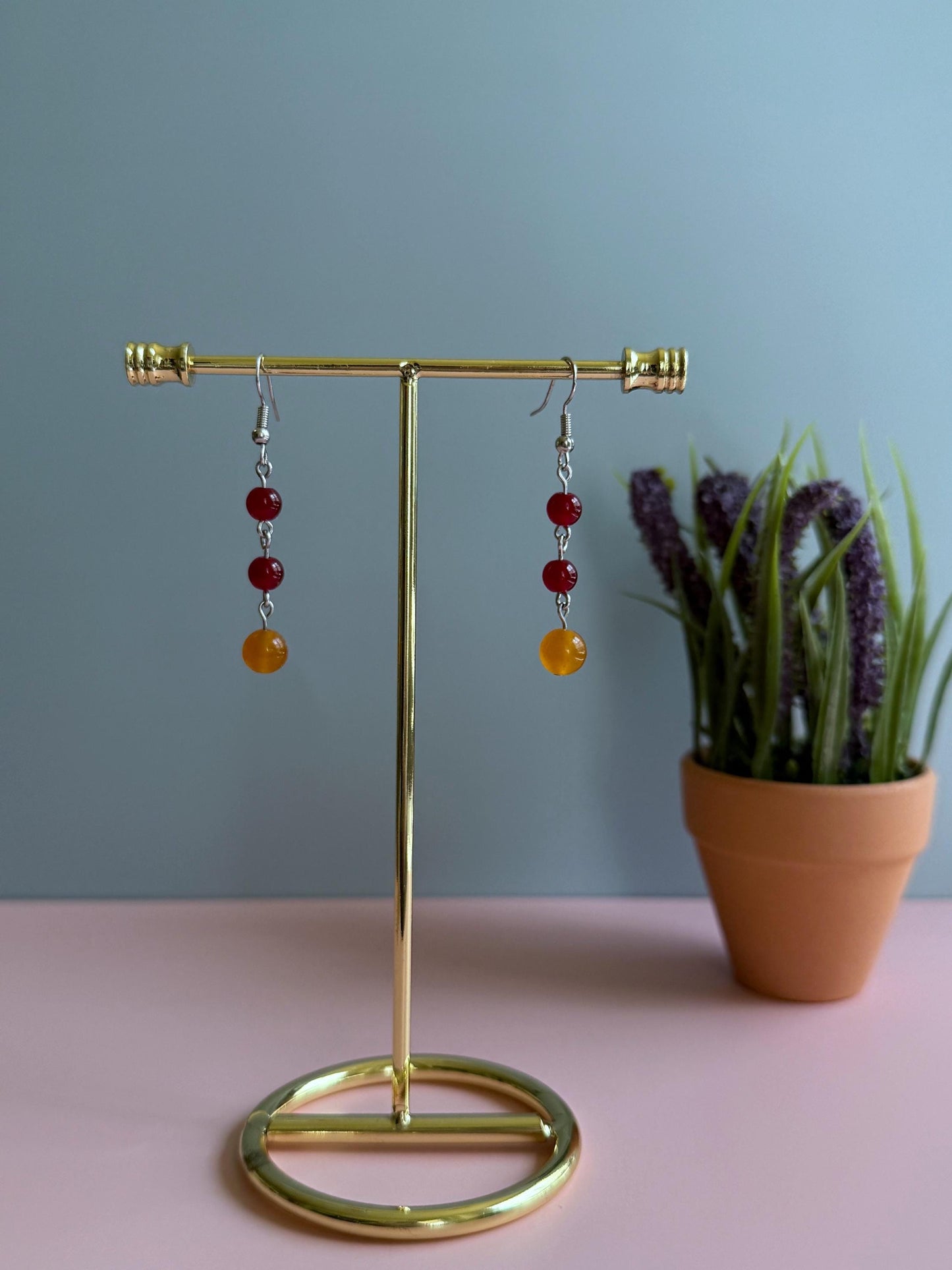 Fall Dangle Earrings | Red and Orange Earrings | Autumn Jewelry