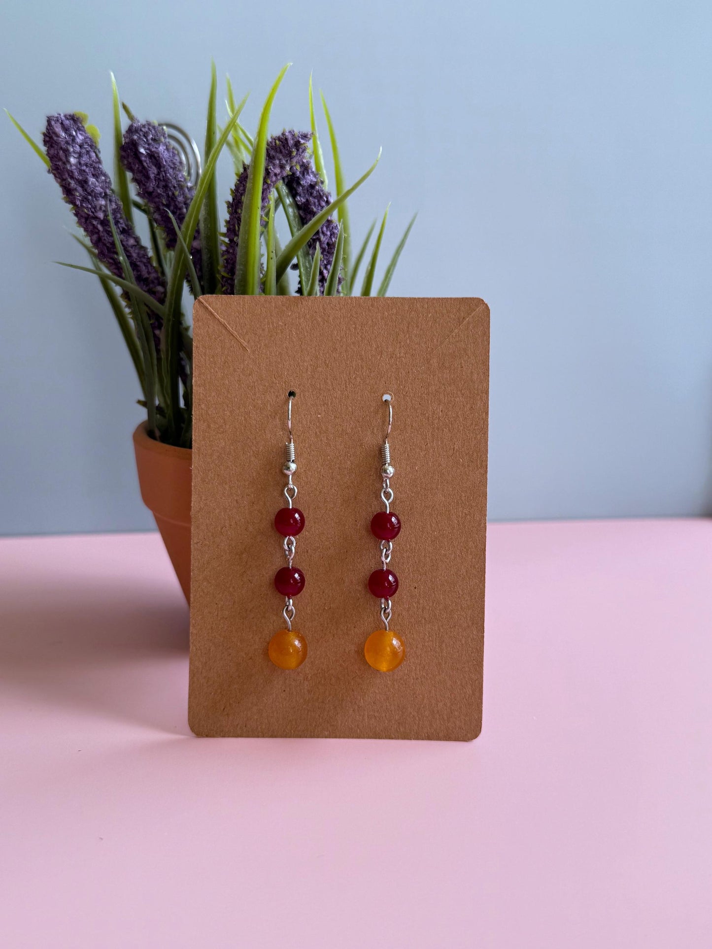 Fall Dangle Earrings | Red and Orange Earrings | Autumn Jewelry