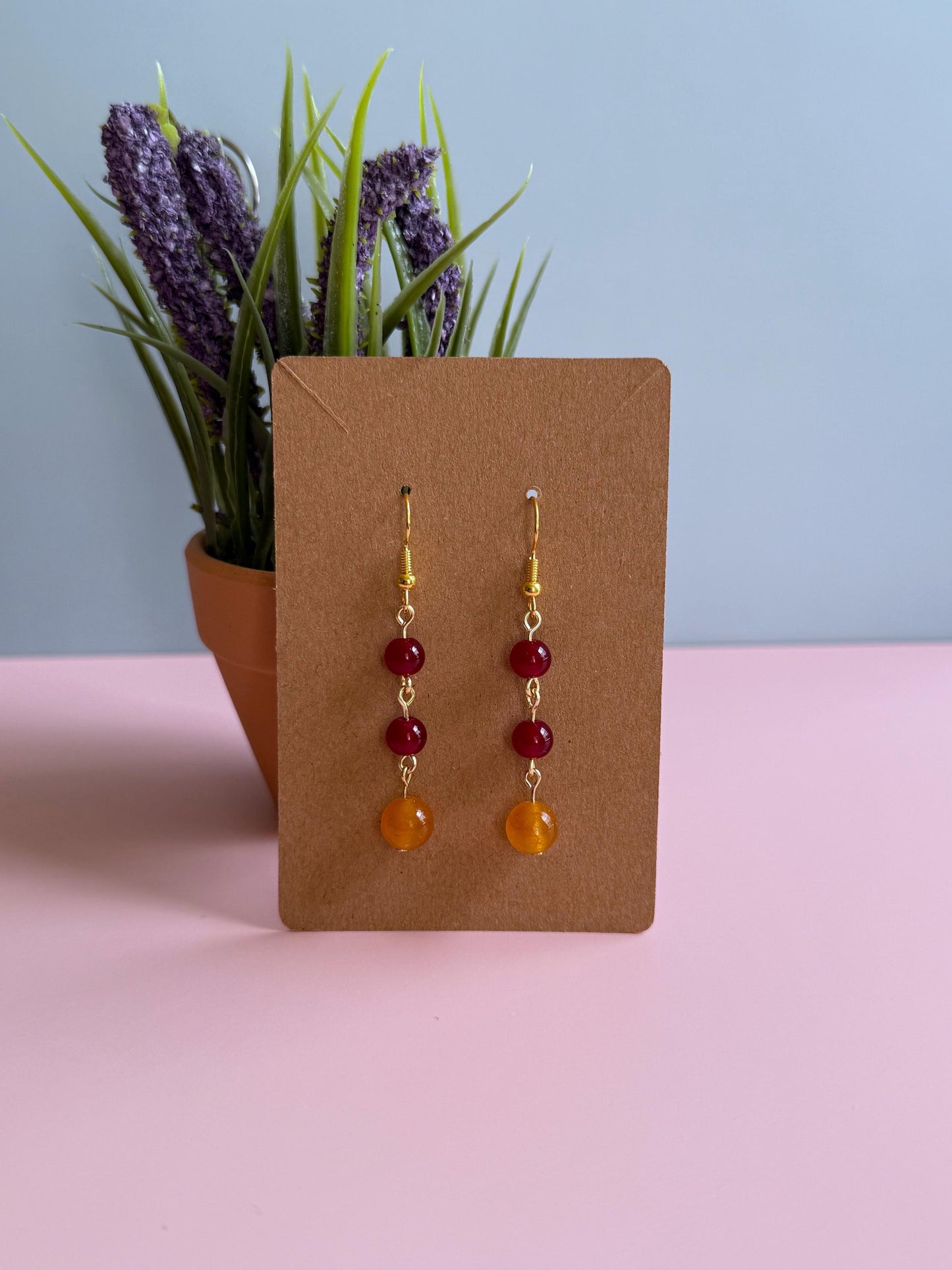 Fall Dangle Earrings | Red and Orange Earrings | Autumn Jewelry