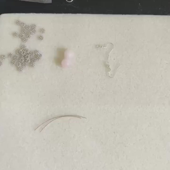 Handmade Rose Quartz Dangle Earrings: Beaded Minimalist Jewelry