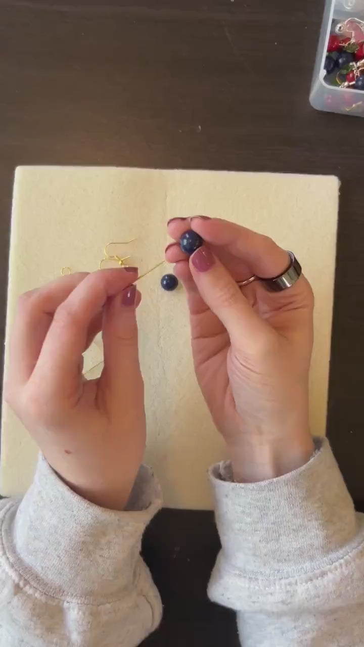 Blueberry Dangle Earrings: Stainless Steel, Lightweight Fruit Jewelry